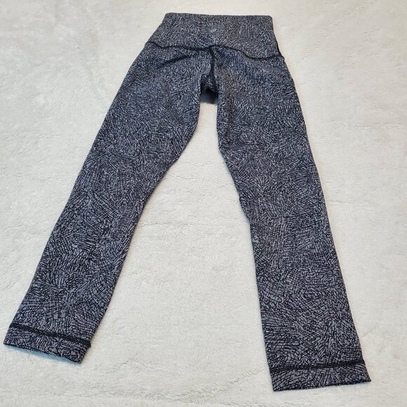 Lululemon Wunder Under White Black Active Gym Yoga 20" Inseam Cropped Legging 2 - Picture 2 of 7